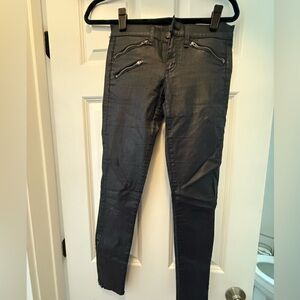 Rag & Bone Jeans Womens 26 Black Seal Zip Pockets Skinny Slim Stretch